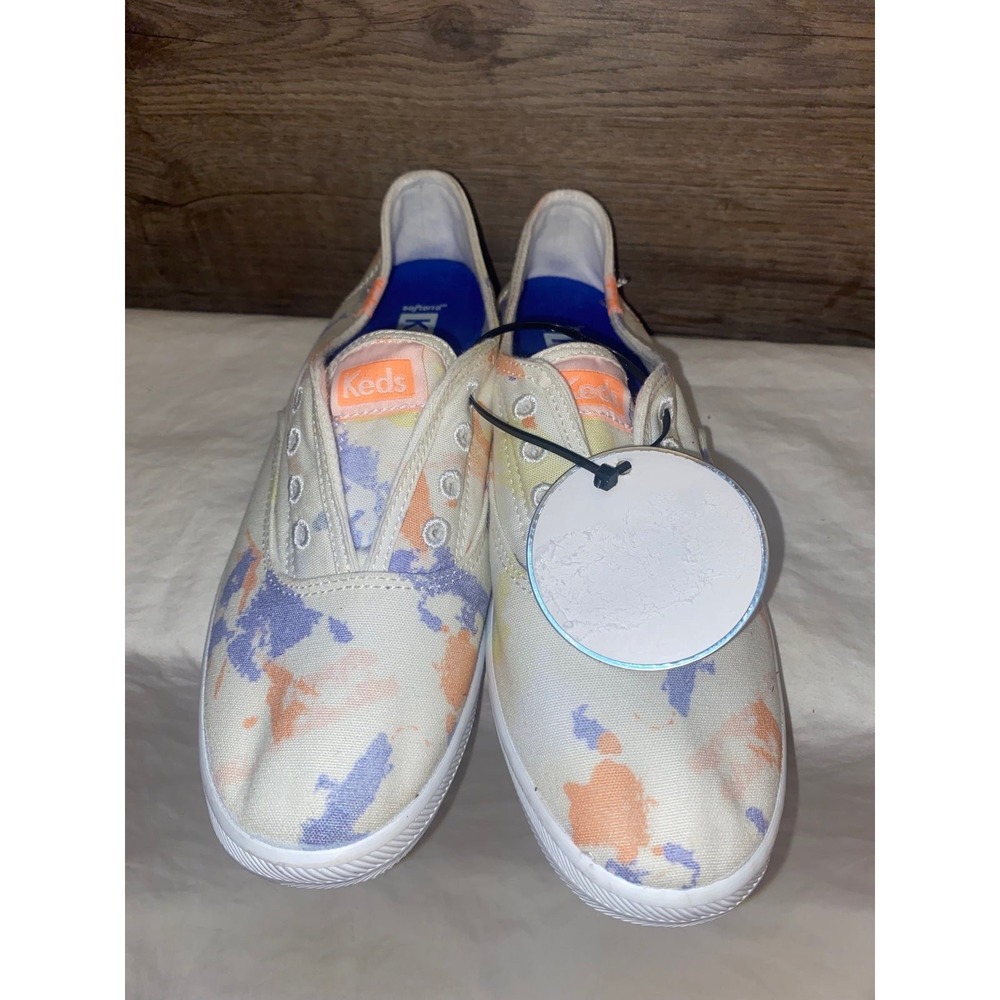 Keds Women's Chillax Twill Slip On‎ Sneaker, White/Peach Splatter, sz 6 - Picture 4 of 9